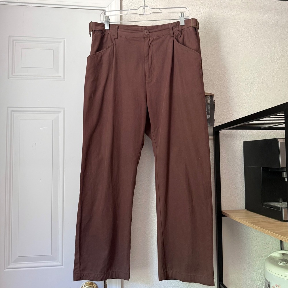 COMMON MARKET brown cotton cropped straight leg pants